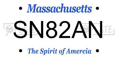 SN82AN Massachusetts License Plate