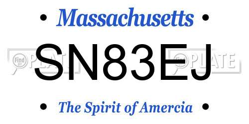 SN83EJ Massachusetts License Plate