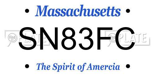 SN83FC Massachusetts License Plate