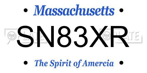 SN83XR Massachusetts License Plate