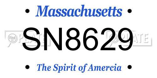 SN8629 Massachusetts License Plate