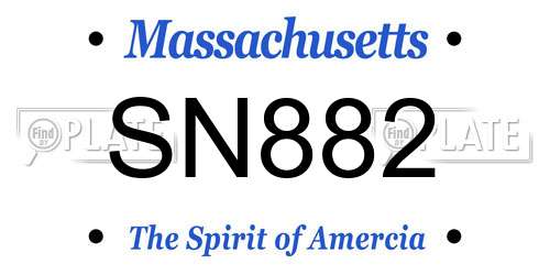 SN882 Massachusetts License Plate