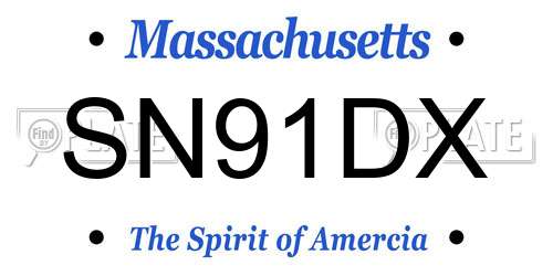 SN91DX Massachusetts License Plate