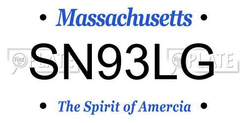 SN93LG Massachusetts License Plate