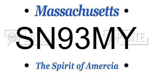 SN93MY Massachusetts License Plate