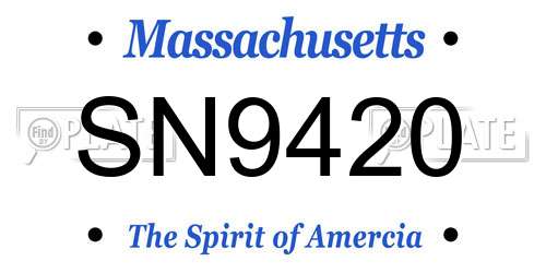 SN9420 Massachusetts License Plate