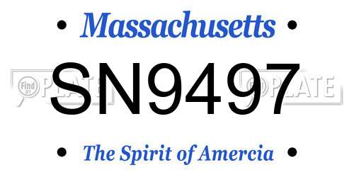 SN9497 Massachusetts License Plate