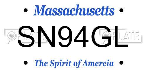 SN94GL Massachusetts License Plate