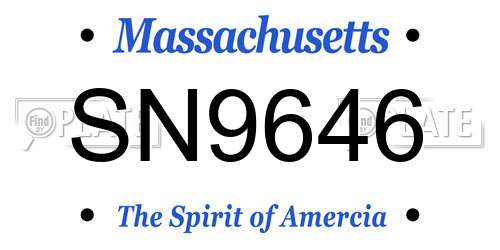 SN9646 Massachusetts License Plate
