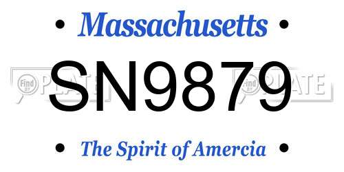SN9879 Massachusetts License Plate