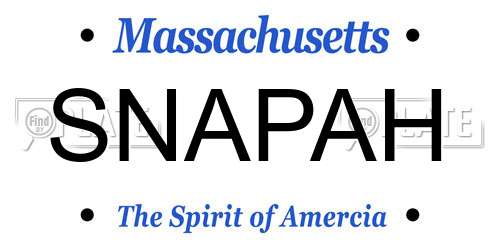 SNAPAH Massachusetts License Plate