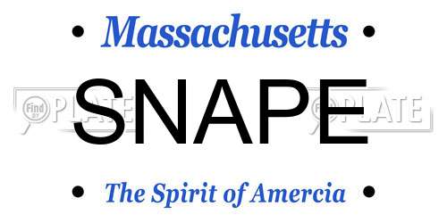SNAPE Massachusetts License Plate