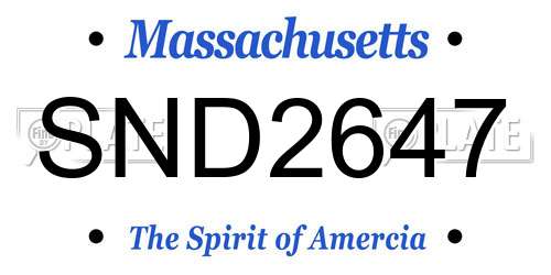 SND2647 Massachusetts License Plate