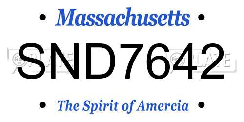 SND7642 Massachusetts License Plate