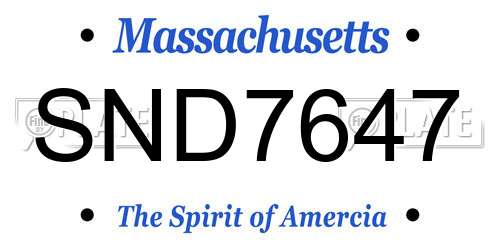 SND7647 Massachusetts License Plate