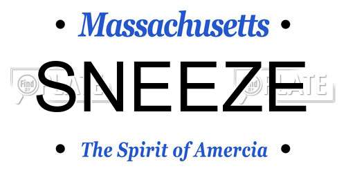 SNEEZE Massachusetts License Plate