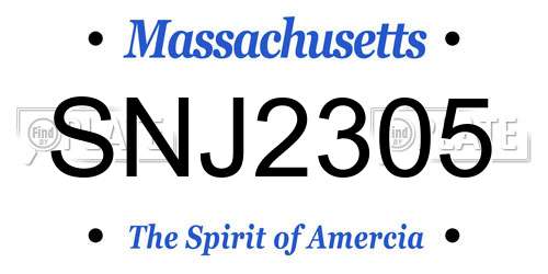 SNJ2305 Massachusetts License Plate