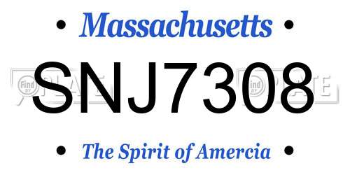 SNJ7308 Massachusetts License Plate