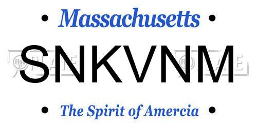 SNKVNM Massachusetts License Plate