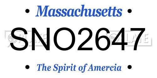 SNO2647 Massachusetts License Plate