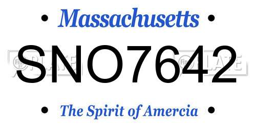 SNO7642 Massachusetts License Plate