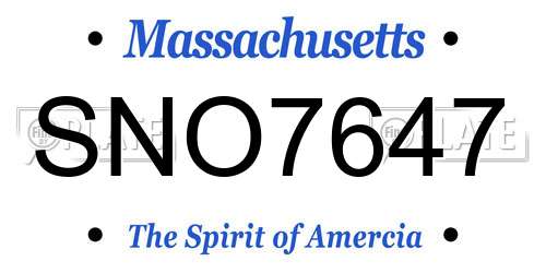 SNO7647 Massachusetts License Plate