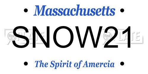 SNOW21 Massachusetts License Plate