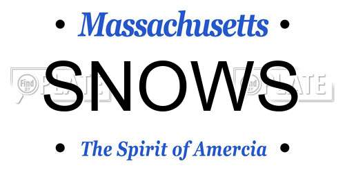 SNOWS Massachusetts License Plate