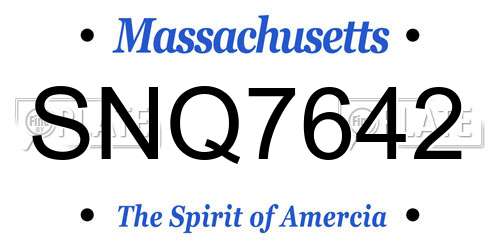 SNQ7642 Massachusetts License Plate