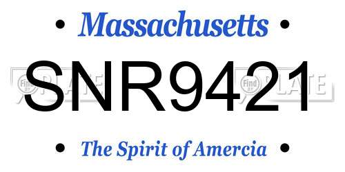 SNR9421 Massachusetts License Plate