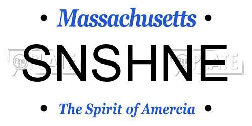 SNSHNE Massachusetts License Plate