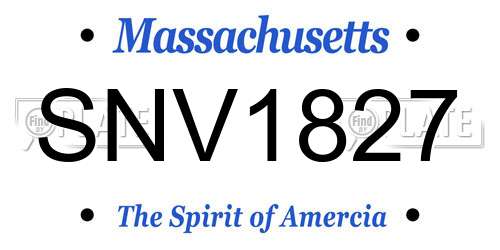 SNV1827 Massachusetts License Plate