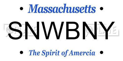 SNWBNY Massachusetts License Plate