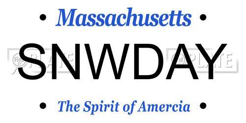 SNWDAY Massachusetts License Plate