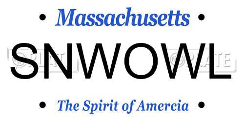 SNWOWL Massachusetts License Plate