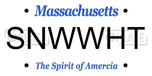 SNWWHT Massachusetts License Plate