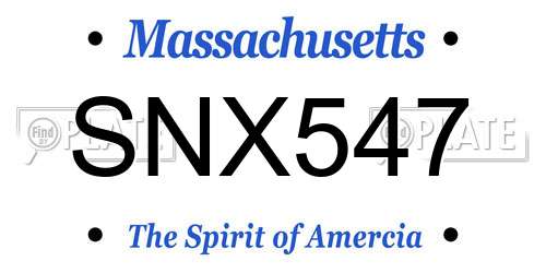 SNX547 Massachusetts License Plate