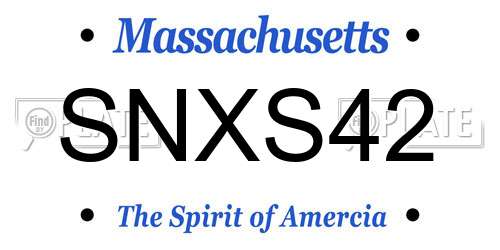 SNXS42 Massachusetts License Plate