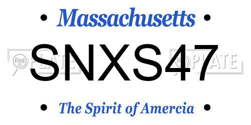 SNXS47 Massachusetts License Plate