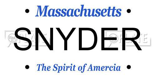 SNYDER Massachusetts License Plate