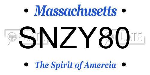 SNZY80 Massachusetts License Plate