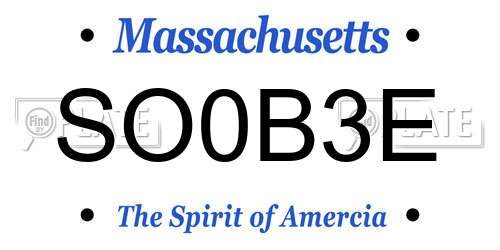 SO0B3E Massachusetts License Plate