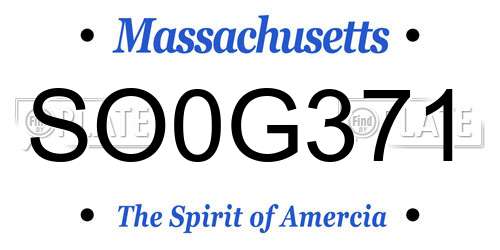 SO0G371 Massachusetts License Plate