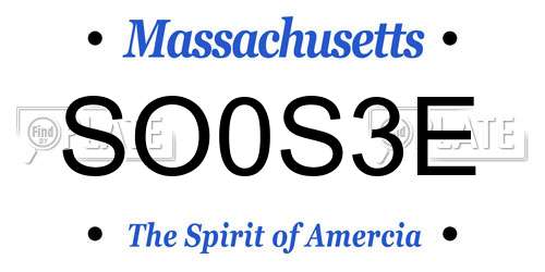 SO0S3E Massachusetts License Plate
