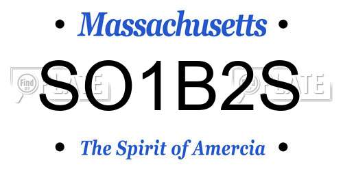 SO1B2S Massachusetts License Plate