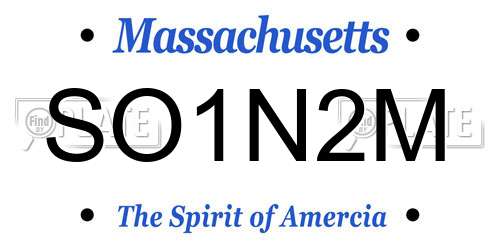 SO1N2M Massachusetts License Plate