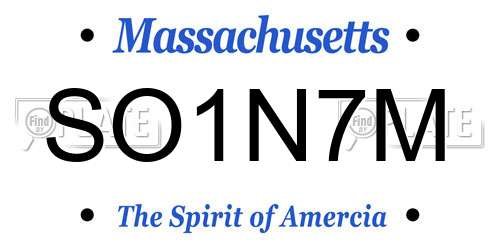 SO1N7M Massachusetts License Plate