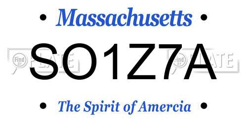 SO1Z7A Massachusetts License Plate