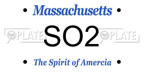 SO2 Massachusetts License Plate