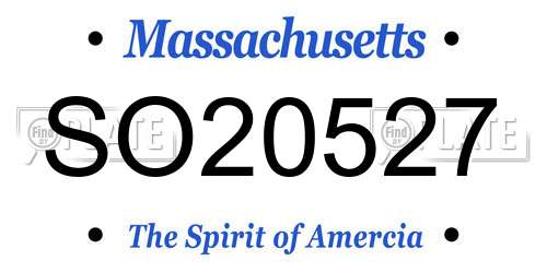 SO20527 Massachusetts License Plate